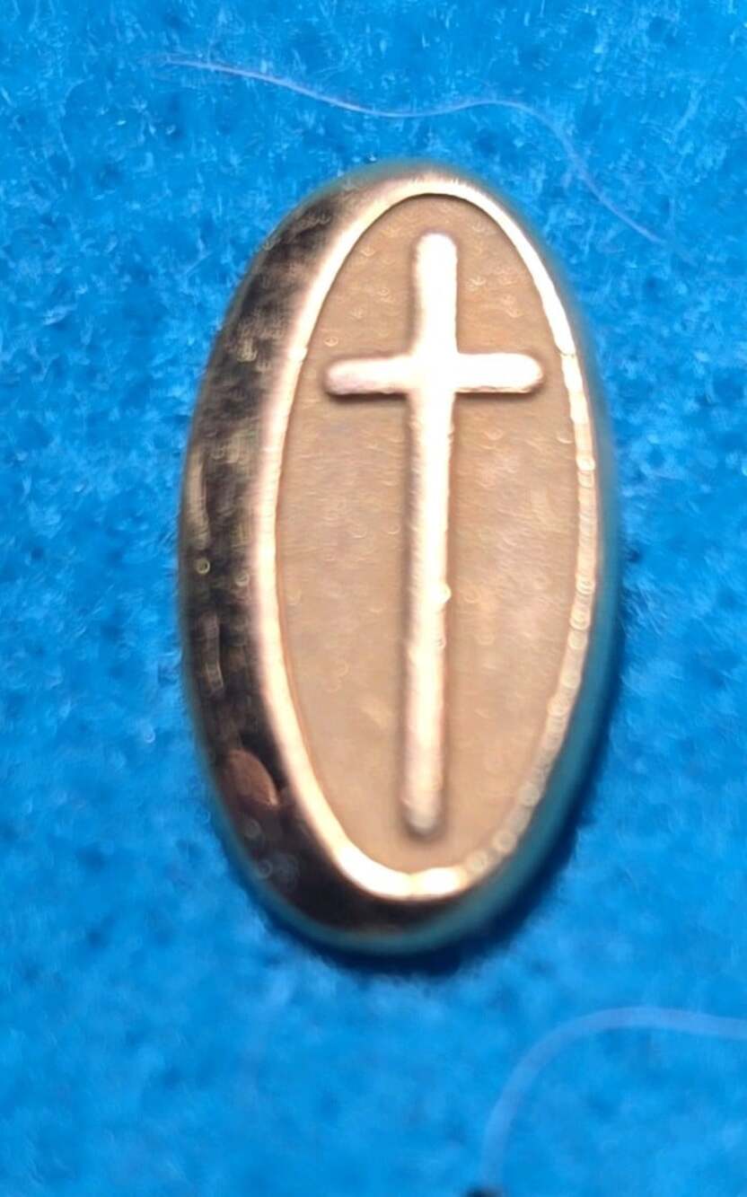 Oval Cross Christian 10K Yellow Gold Filled Lapel Service Pin Tie Tack